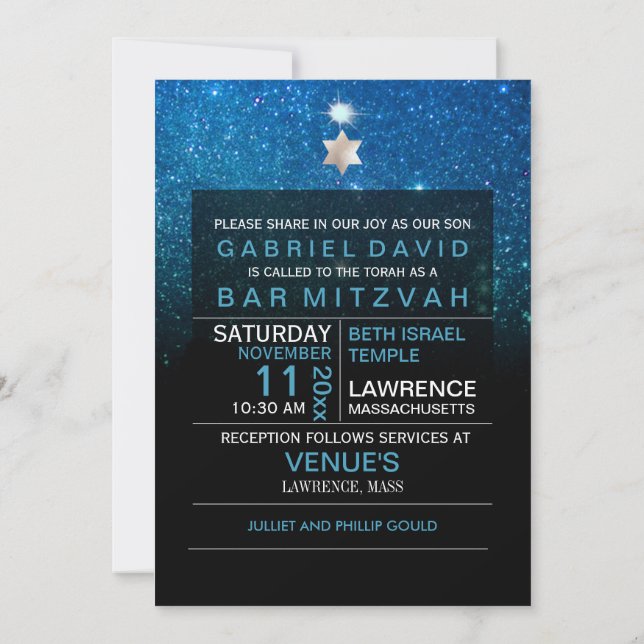 Invitation Ciel nocturne PixDezines/Turquoise/typographie/bar (Dos)