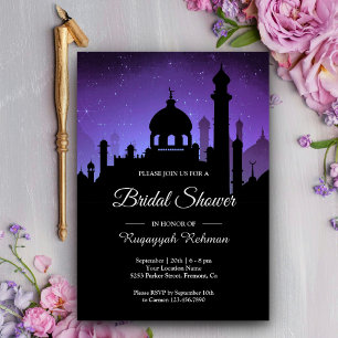 Invitation Ciel nocturne violet Nuits arabes Baby Shower