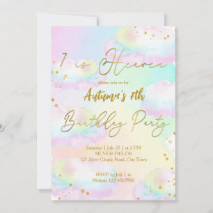 Invitation Ciel pastel nuages arc-en-ciel anniversaire