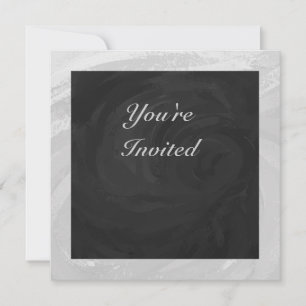 Invitation Ciel pluvieux gris et monogramme noir