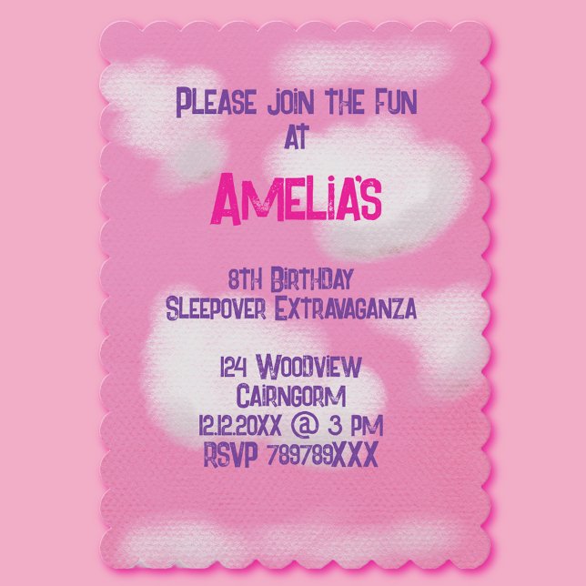 Invitation Ciel rose et nuages moelleux Anniversaire (Créateur téléchargé)