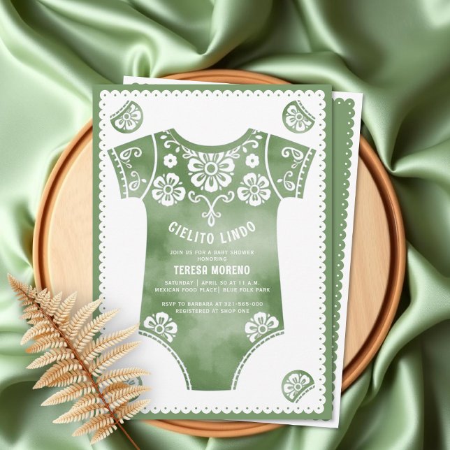 Invitation Cielito Lindo baby shower de carrosserie vert saug (Créateur téléchargé)