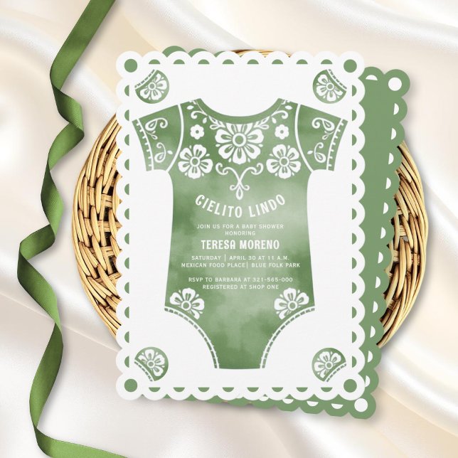 Invitation Cielito Lindo baby shower de carrosserie vert saug (Créateur téléchargé)