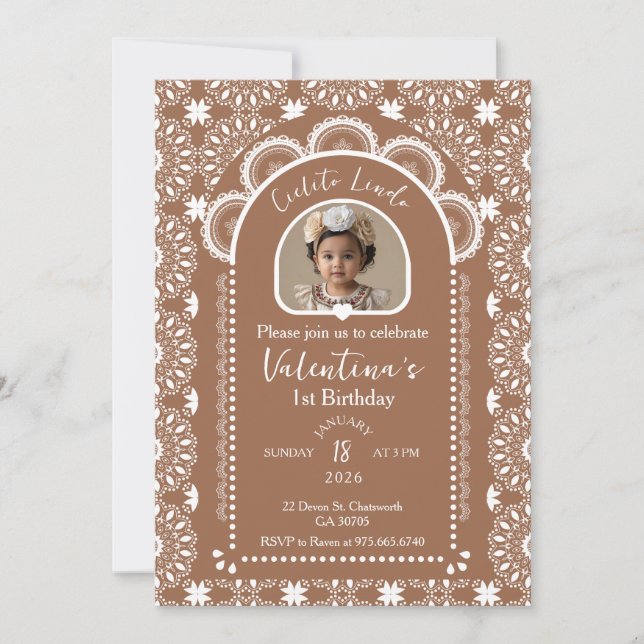 Invitation Cielito Lindo Beige 1er anniversaire Photo (Devant)