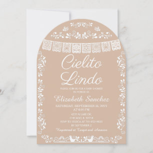 Invitation Cielito Lindo Beige Papel Picado Baby Shower