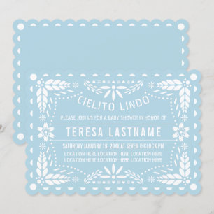 Invitation Cielito lindo bleu papillon picado bébé douche