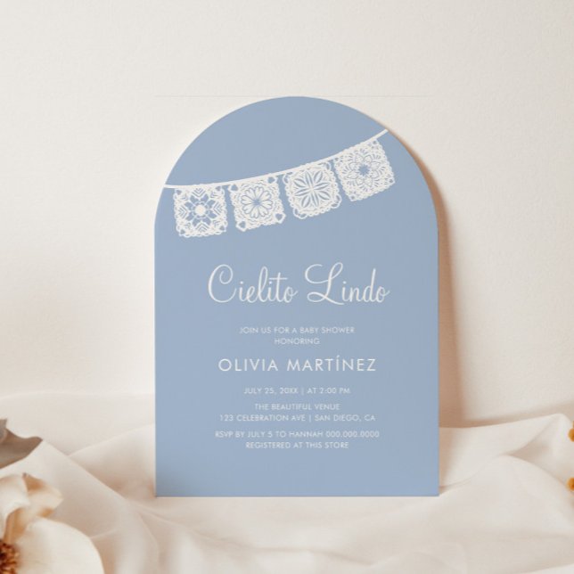 Invitation Cielito Lindo Blue Arch Papel Baby shower Picado (Créateur téléchargé)