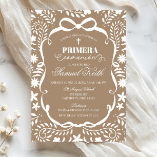 Invitation Cielito Lindo Brun Première Communion Espagnole