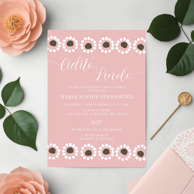 Invitation Cielito Lindo Mexicaine Rose Girl Baby shower (Cielito Lindo Mexican Pink Girl Baby Shower Invitation)