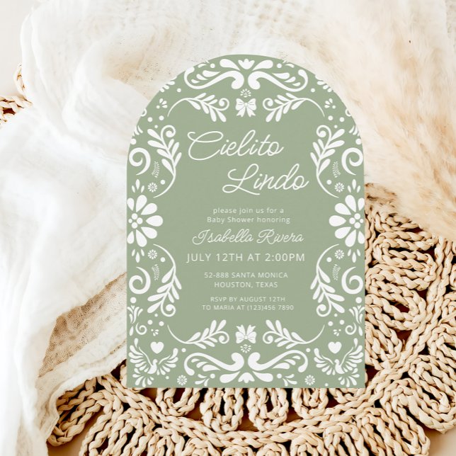 Invitation Cielito Lindo Talavera Baby shower vert mexicain (Créateur téléchargé)