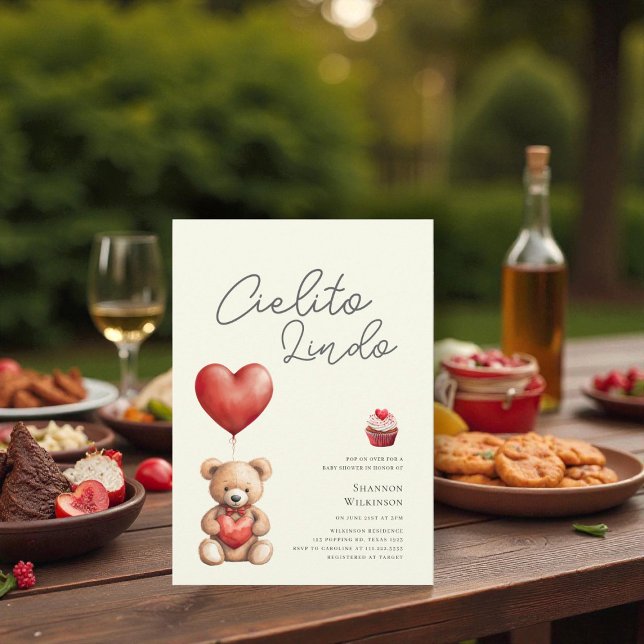 Invitation Cielito Lindo teddy heart baby shower (Créateur téléchargé)