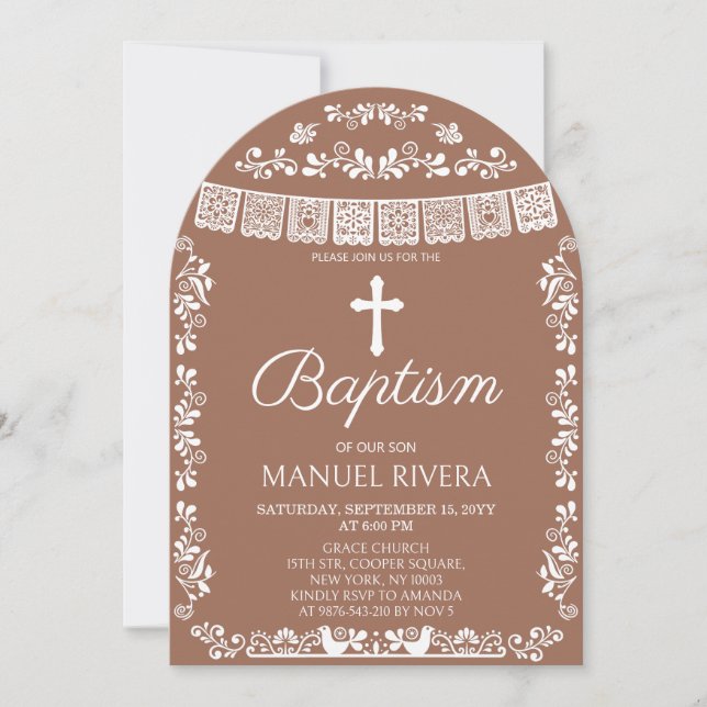 Invitation Cielito Lindo Terracotta Boy Baptism  (Devant)