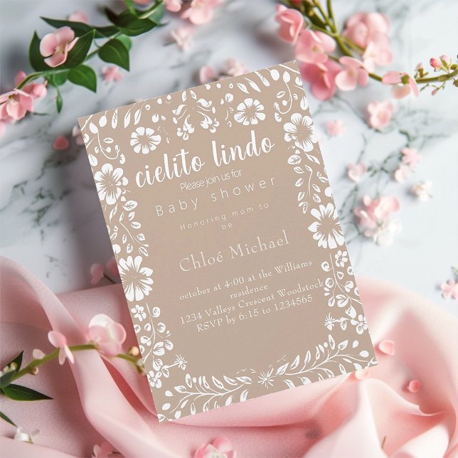 Invitation cielto lindo Papel picado baby shower (cielito lindo baby shower Invitation card
Natural baby shower invitation 
Mexican inspired )