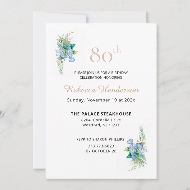 Invitation Cieux Bleus (Devant)