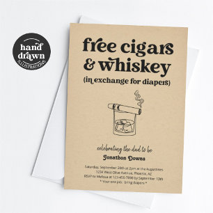 Invitation Cigar Whiskey Diaper Party Drôle Hommes Drôle Papa