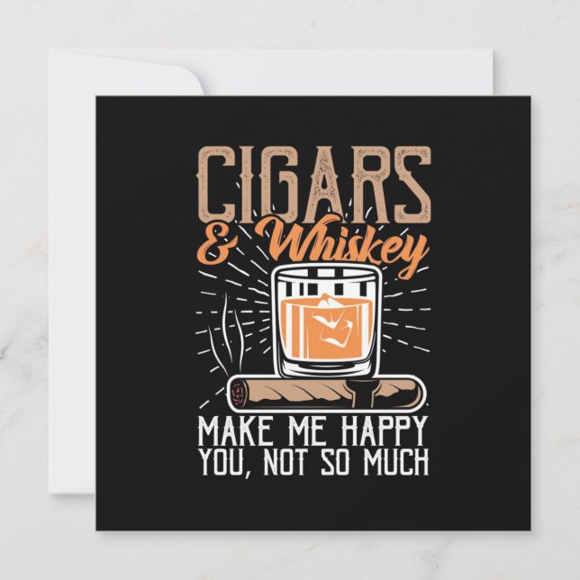 Invitation Cigares Et Whiskey Me Rendre Heureux (Devant)
