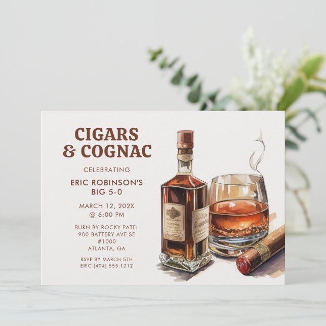 Invitation Cigars Cognac Whiskey Bourbon Anniversaire (Debout devant)