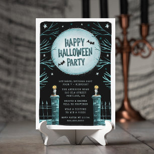 Invitation Cimetière mignon et effrayant Fête joyeuse d'Hallo