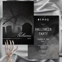 Cimetière noir et blanc éffrayant Fête d'Halloween