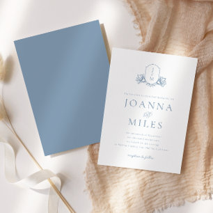 Invitation Cimier Botanique Dusty Blue Monogramme