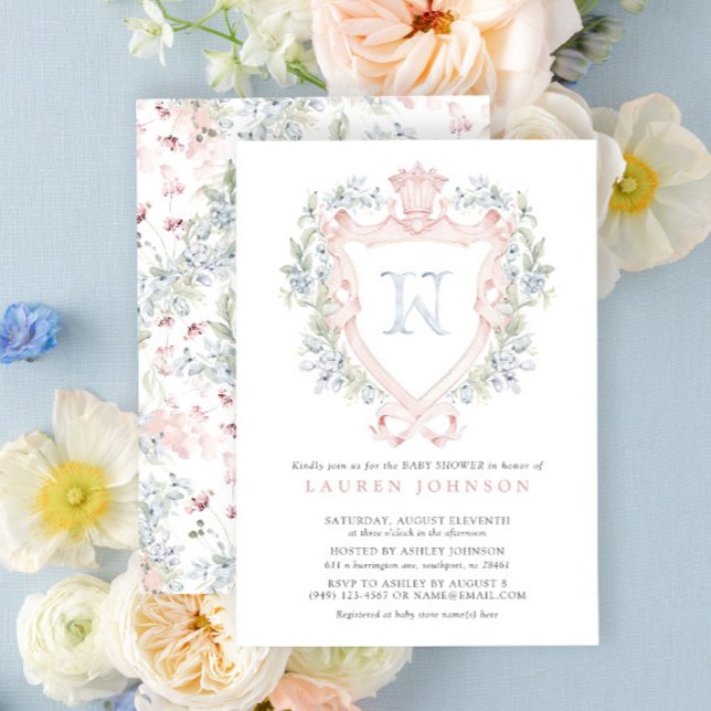 Invitation Cimier de la Couronne Monogramme Baby shower bleu  (Baby Shower Invitation!)