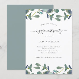 Invitation Cimier d'Eucalyptus   Green Feuilles Engagement Pa