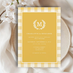 Invitation Cimier En vichy monogramme jaune
