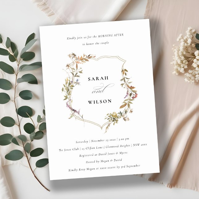 Invitation Cimier Fleur sauvage rose rousse Dusky Après Matin (Créateur téléchargé)