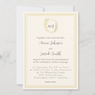 Invitation Cimier Floral mariage avec Monogramme et Photo