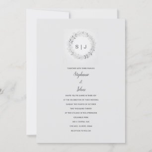 Invitation Cimier floral noir blanc gris Mariage