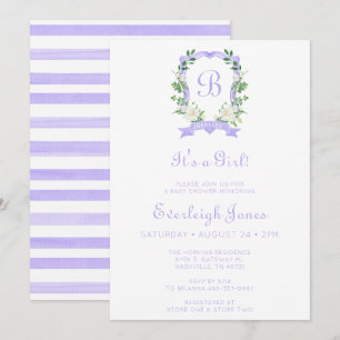 Invitation Cimier Floral Violet C'est un Baby shower de fille