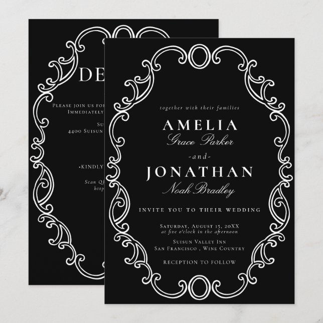Invitation Cimier Mariage victorien (Devant / Derrière)