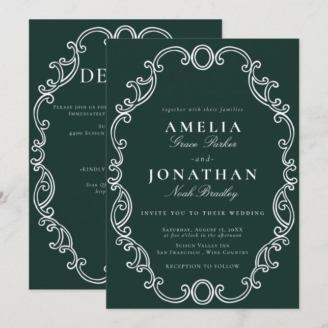 Invitation Cimier Mariage victorien (Devant / Derrière)