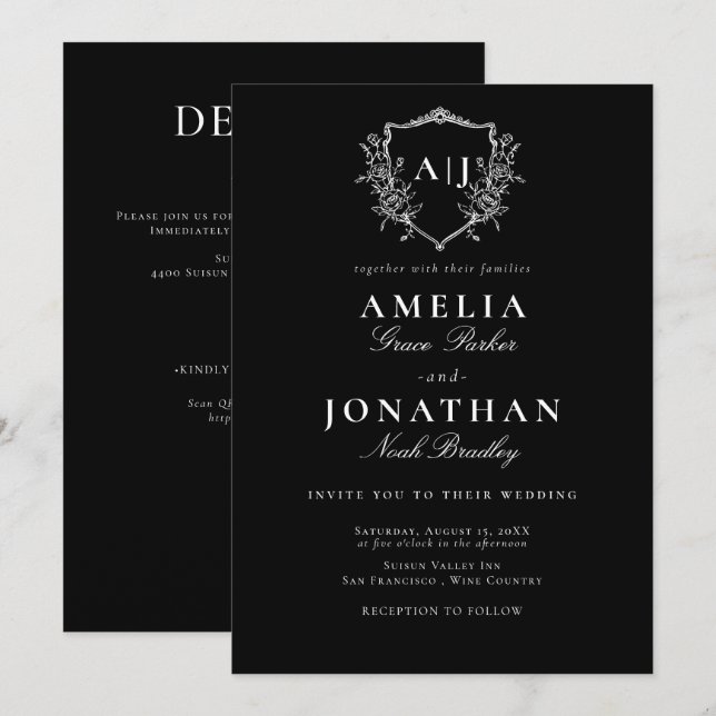 Invitation Cimier Mariage victorien (Devant / Derrière)