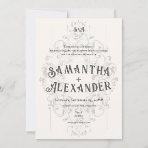 Invitation Cimier Rustique Blanc ivoire Vieux Mariage gothiqu