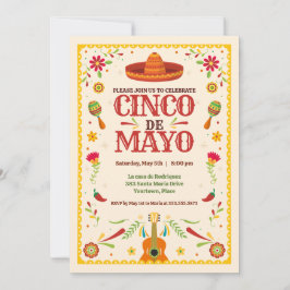 Invitation Cinco de Mayo cadre soirée d'anniversaire mexicain