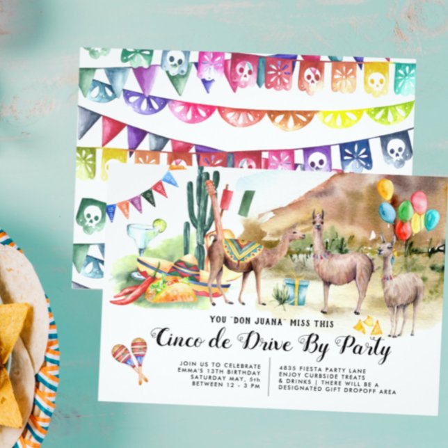 Invitation Cinco de Mayo | Distances Sociales Conduite Par Pa (Créateur téléchargé)