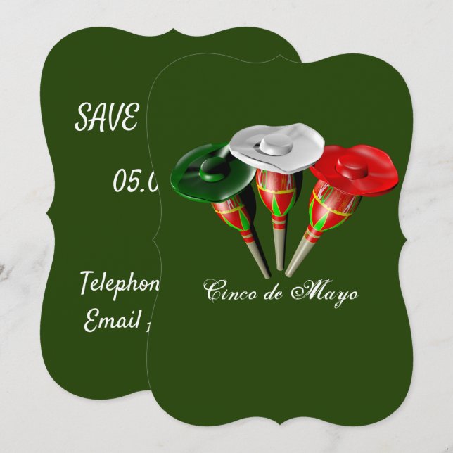 Invitation Cinco de mayo, fête mexicaine (Devant / Derrière)