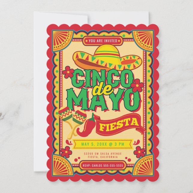 Invitation Cinco de Mayo Fiesta (Devant)
