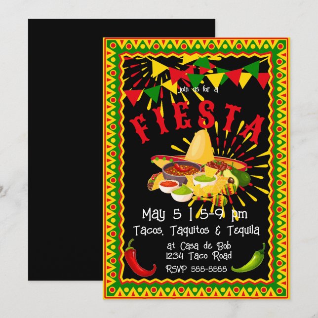 Invitation Cinco de Mayo Fiesta Salsa (Devant / Derrière)