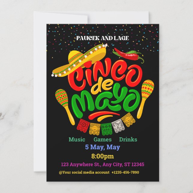 Invitation Cinco De Mayo Funny Party Mexicaine Fiesta (Devant)
