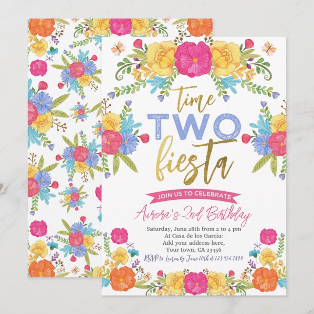 Invitation Cinco de Mayo Mexicain 2e anniversaire (Devant / Derrière)