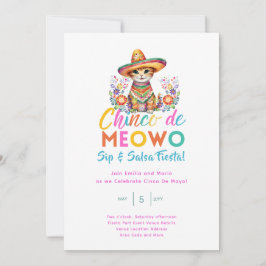 Invitation Cinco De Mayo Sip and Salsa Funny Cat FIESTA
