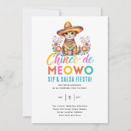 Invitation Cinco De Meowo Fun Chat Fête Heure