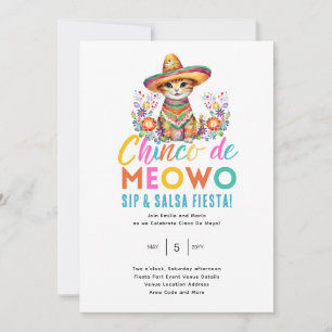 Invitation Cinco De Meowo Fun Chat Fête Heure