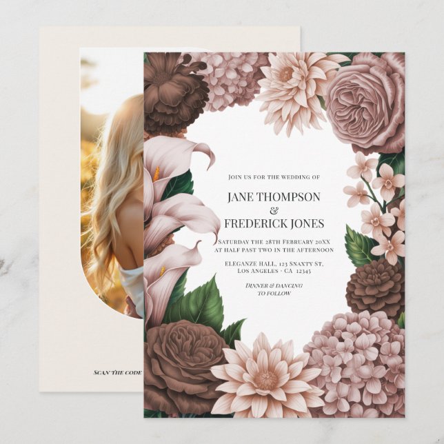 Invitation Cinder Rose, Burnt Cinnamon & Claystone Blush (Devant / Derrière)