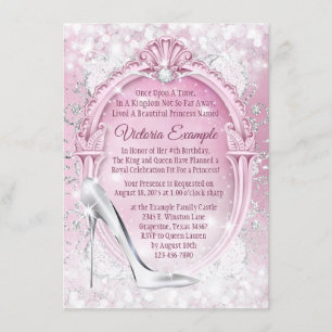 Invitation Cinderella chaussure de verre rose Quinceanera