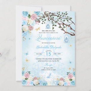 Invitation Cinderella Princess Jardin enchanté Quinceanera