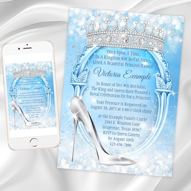 Invitation Cinderella Princess Slipper Quinceanera (Pretty Cinderella princess any occasion invitation. All text can be changed.)