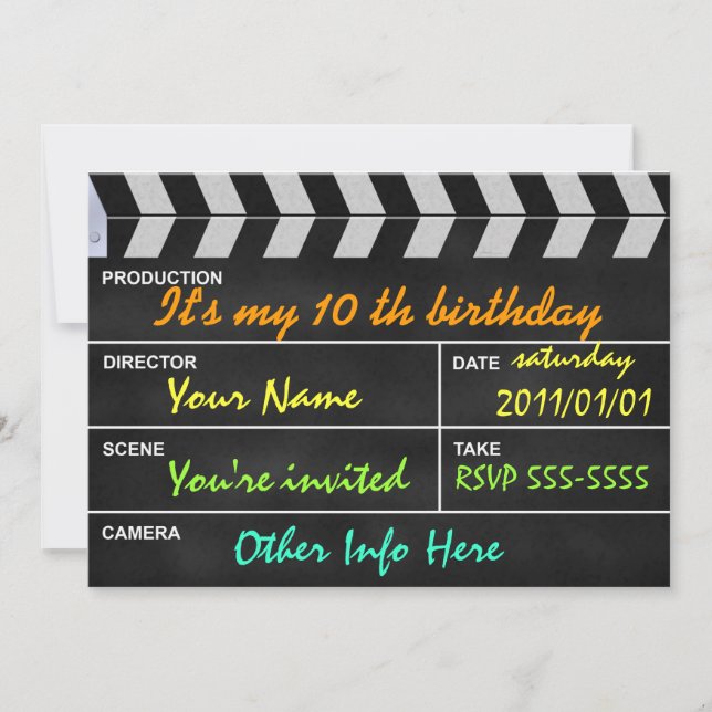 Invitation cinéma clapperboard (Devant)